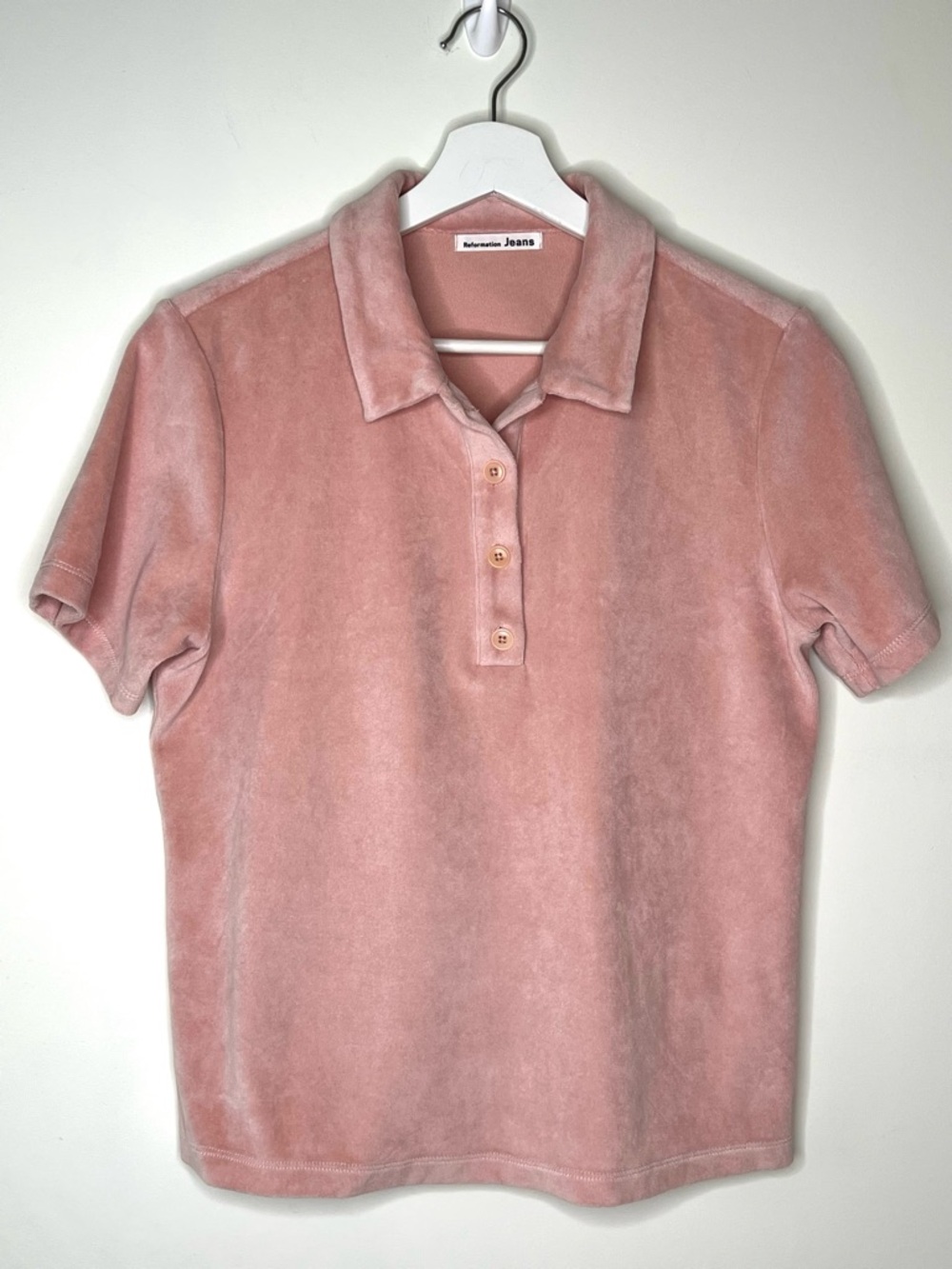 Reformation Velour terry polo pink size XS
